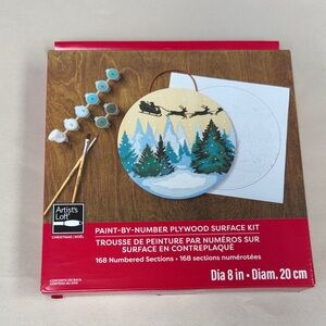Artist's Loft Paint-by-Number Plywood Holiday Kit — Blue/Green/Gold evergreen